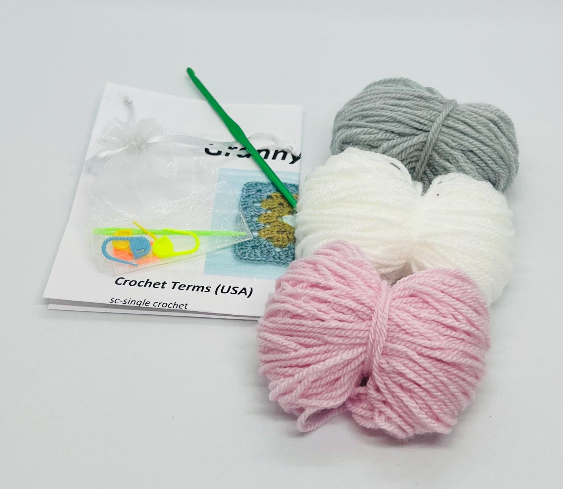 Crochet Granny Square Starter Kit: Learn to Crochet, Includes Hook & Yarn