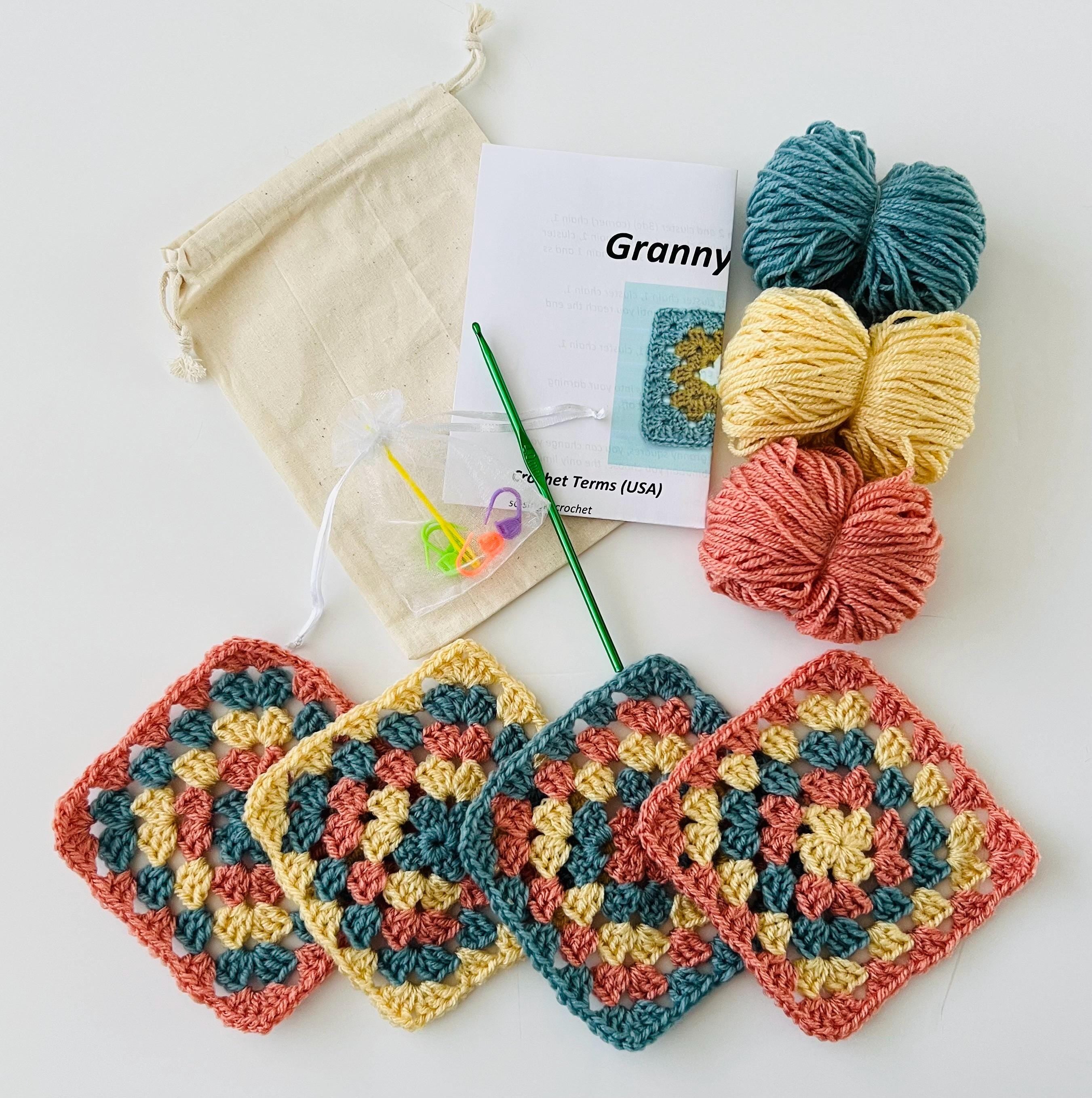 Crochet Granny Square Starter Kit: Learn to Crochet, Includes Hook & Yarn