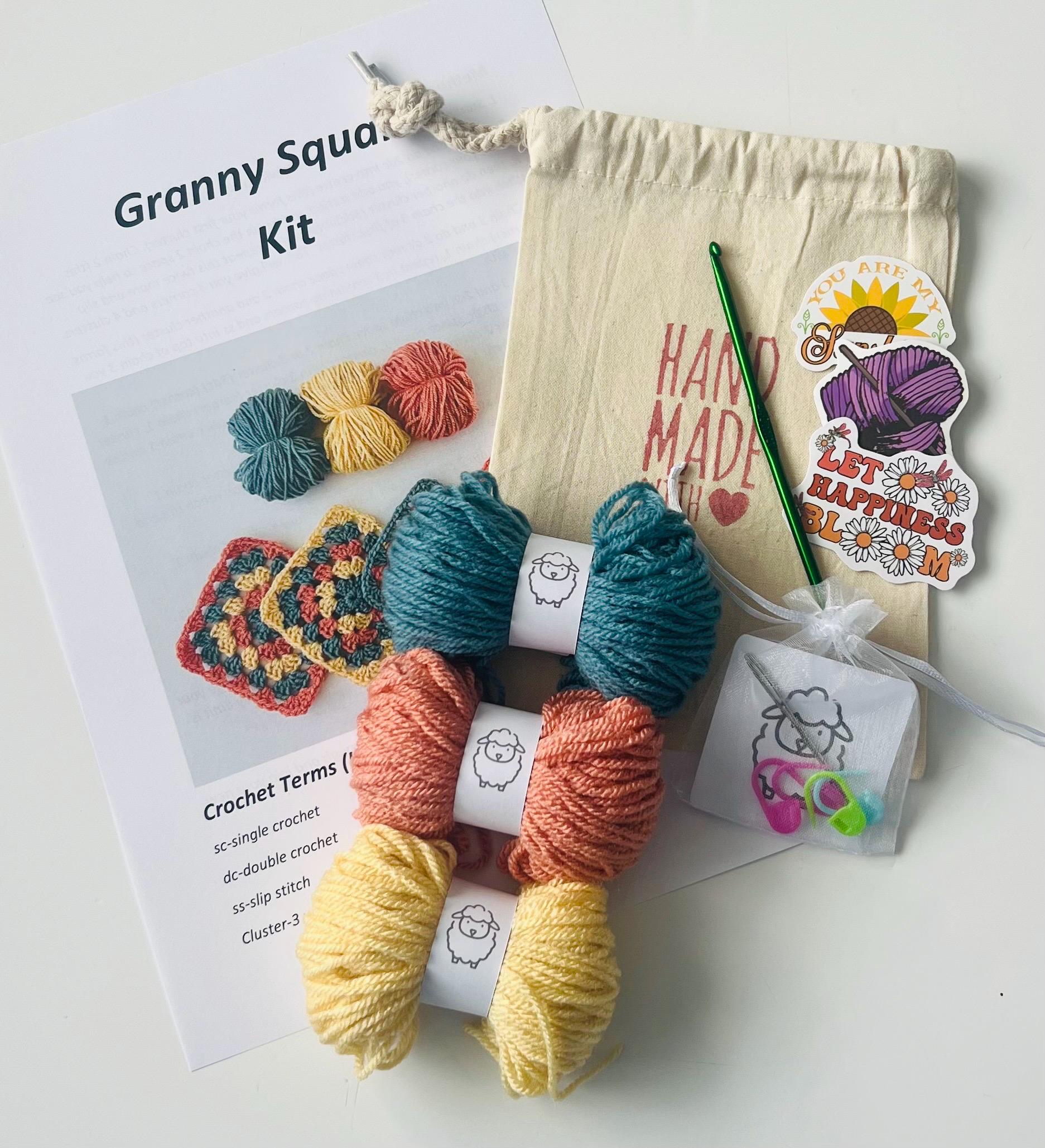 Crochet Granny Square Starter Kit: Learn to Crochet, Includes Hook & Yarn